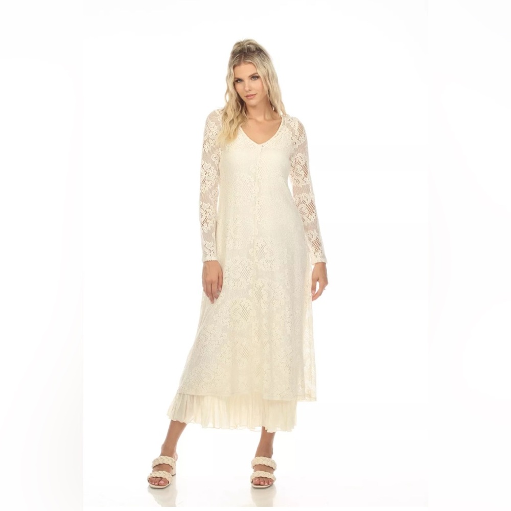 Johnny Was Love Tayla V-Neck
Long Sleeve Lace Maxi Slip Dress
Boho Chic